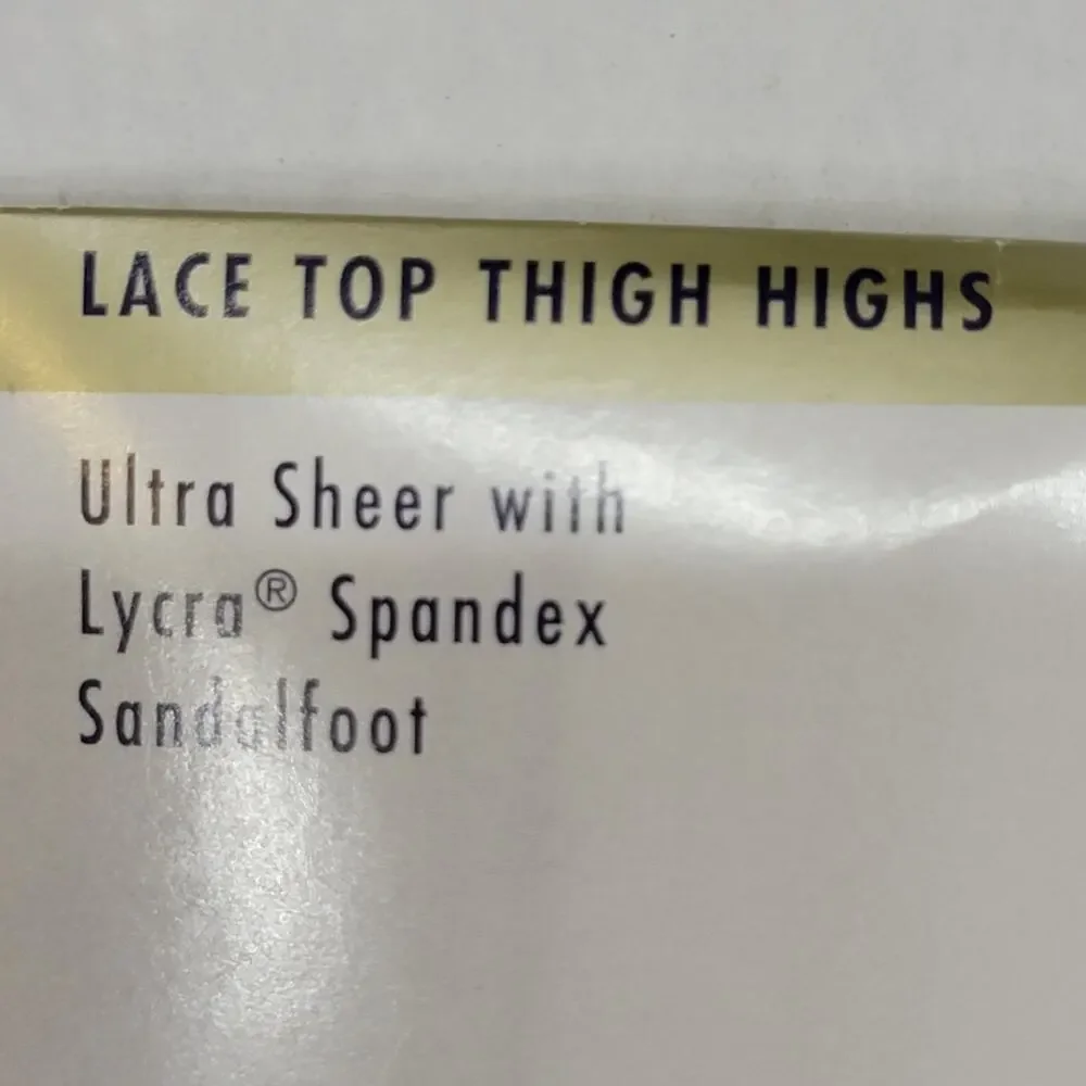 Hillard & Hanson Ultra Sheer Lace Top Thigh Highs - Size M/T Black NEW